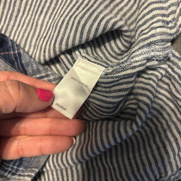 J. Jill Women's Plaid Button Down Fringe Shirt Sz XS Blue Long Sleeve Casual - Picture 7 of 7